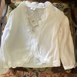 Ladies White Scalloped Cardigan